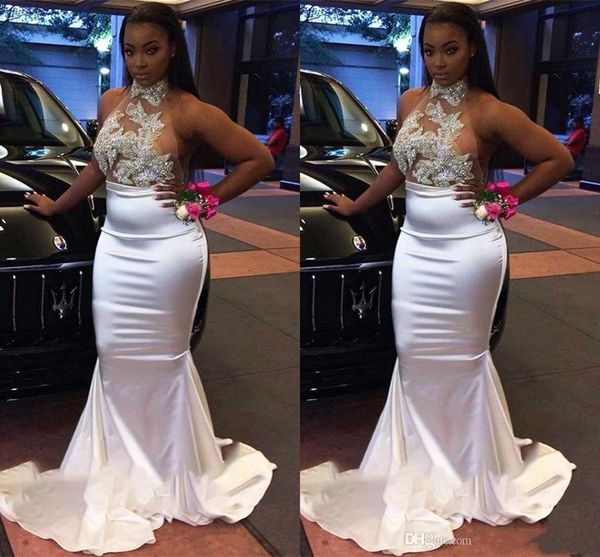 african mermaid prom dresses halter jewel neck backless applique floor length evening gowns evening party wear formal dress for women, Black
african mermaid prom dresses halter jewel neck backless applique floor length evening gowns evening party wear formal dress for women, Black