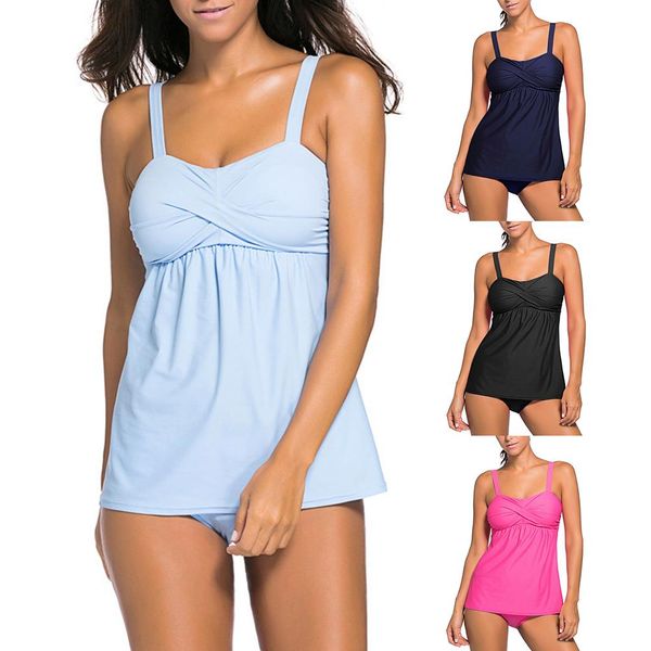 summer beach solid color swimwear women swimdress briefs two-piece tankini setÂ, White;black
summer beach solid color swimwear women swimdress briefs two-piece tankini setÂ, White;black