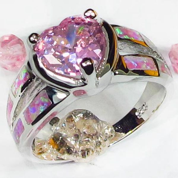 shunxunze treasurer recommended wedding rings jewelry heart love for women pink cubic zirconia and pink opal rhodium plated r603 size 7 9, Silver
shunxunze treasurer recommended wedding rings jewelry heart love for women pink cubic zirconia and pink opal rhodium plated r603 size 7 9, Silver