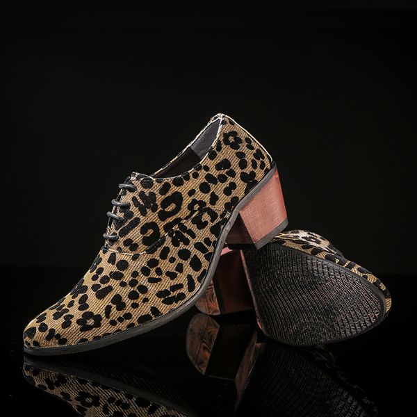 new fashion men's leopard microfiber leather lace-up dress wedding shoes man business oxfords mens casual party high heeled 6cm, Black
new fashion men's leopard microfiber leather lace-up dress wedding shoes man business oxfords mens casual party high heeled 6cm, Black