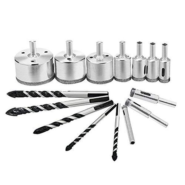 shgo drill set, 10 diamond hole saw set and 5 piece twist drill, hss tungsten steel head for ceramic marble granite glass an
shgo drill set, 10 diamond hole saw set and 5 piece twist drill, hss tungsten steel head for ceramic marble granite glass an