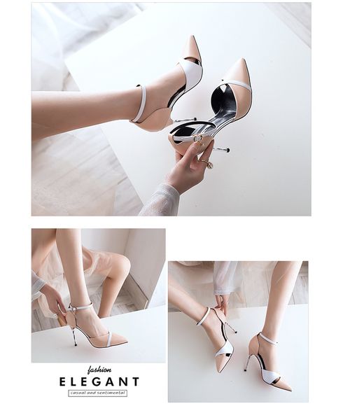2018 europe and the united states new pointy thin heel womens baotou shoes versatile night club button female high heels, Black
2018 europe and the united states new pointy thin heel womens baotou shoes versatile night club button female high heels, Black