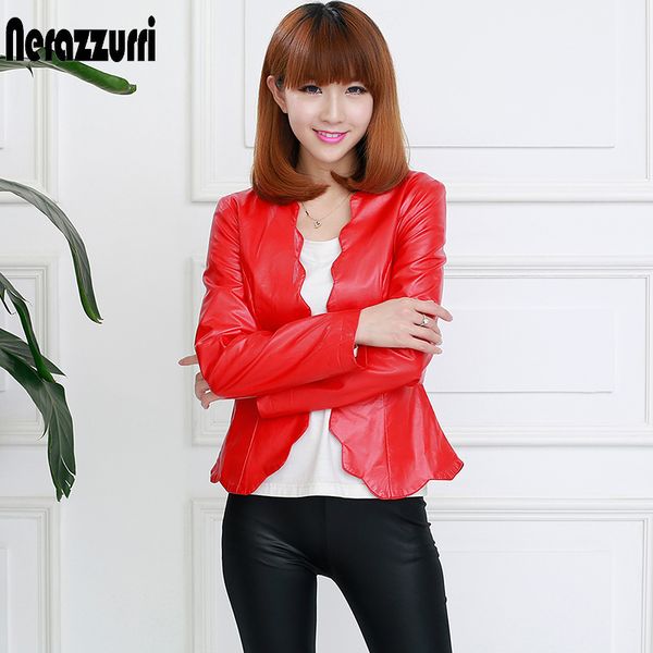 nerazzurri autumn faux leather jacket women short red black blue gray slim scallop female slim pu leather coat single button top
nerazzurri autumn faux leather jacket women short red black blue gray slim scallop female slim pu leather coat single button top