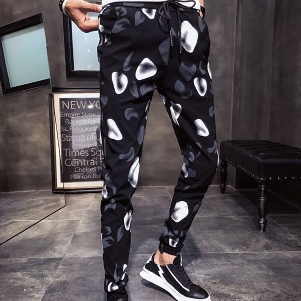 men's pants brand arrival harem painting printed mens skinny man pencil knee length fit polyester casual trousers, Black
men's pants brand arrival harem painting printed mens skinny man pencil knee length fit polyester casual trousers, Black