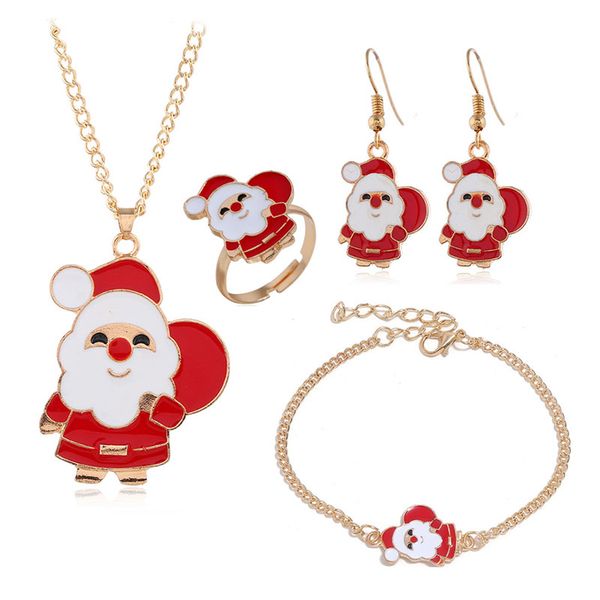eds christmas day jewelry sets cute santa claus women four pieces set necklace ring bracelet earring for women, Silver
eds christmas day jewelry sets cute santa claus women four pieces set necklace ring bracelet earring for women, Silver