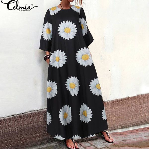 casual dresses 2021 summer women dress celmia vintage daisy print party female 3/4 sleeve loose bohemian long maxi vestidos robe, Black;gray
casual dresses 2021 summer women dress celmia vintage daisy print party female 3/4 sleeve loose bohemian long maxi vestidos robe, Black;gray