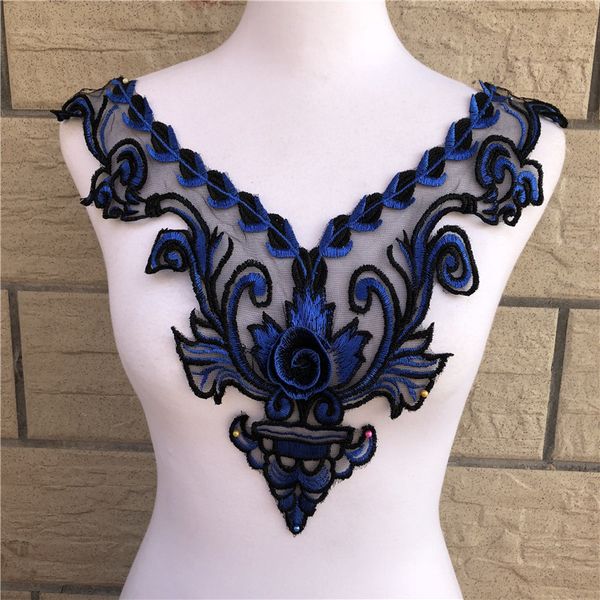 

1pc 7 colors venise lace fabric dress applique motif blouse sewing trims diy neckline collar costume decoration accessories, Pink;blue