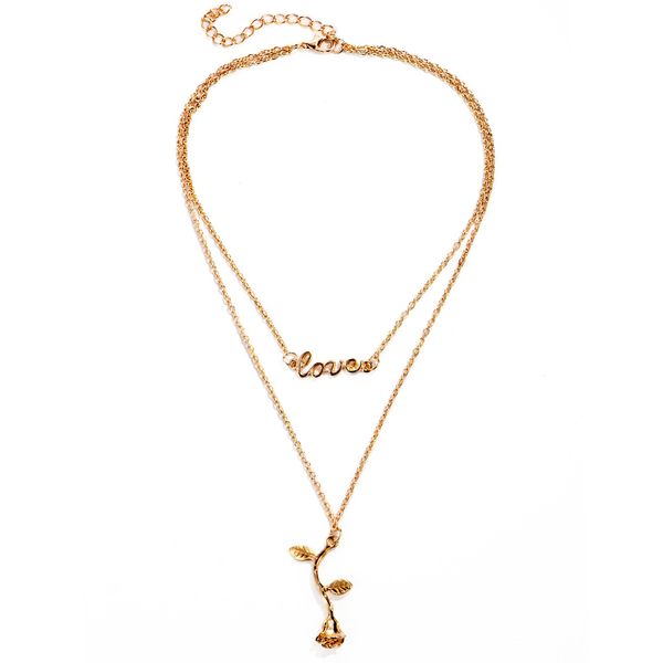 erluer love letter necklace gold silver color multilayer charm necklaces final rose flower jewelry women
erluer love letter necklace gold silver color multilayer charm necklaces final rose flower jewelry women