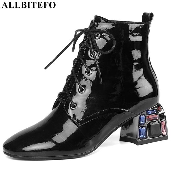 allbitefo real genuine leather autumn winter women boots frenulum pure color ankle boots comfortable crystal heel fashion, Black
allbitefo real genuine leather autumn winter women boots frenulum pure color ankle boots comfortable crystal heel fashion, Black
