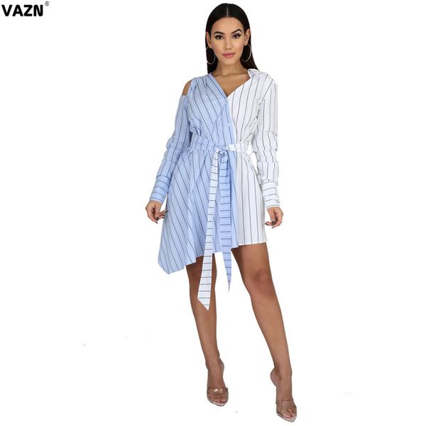 vazn fresh clear popular striped patchwork daily full sleeve one off shoulder lace up women chiffon ball gown midi dress, Black;pink 
vazn fresh clear popular striped patchwork daily full sleeve one off shoulder lace up women chiffon ball gown midi dress, Black;pink