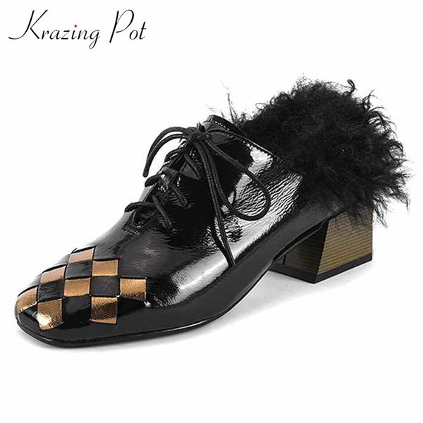 krazing pot big size genuine leather mixed colors shoes med heels round toe fashion beauty lady streetwear lace up pumps l3f7, Black
krazing pot big size genuine leather mixed colors shoes med heels round toe fashion beauty lady streetwear lace up pumps l3f7, Black