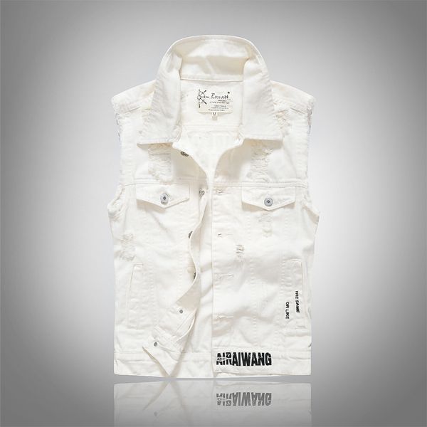 slim fit men's denim vest fashion jeans clothes male white sleeveless letter print turn neck outerwear, Black;white
slim fit men's denim vest fashion jeans clothes male white sleeveless letter print turn neck outerwear, Black;white