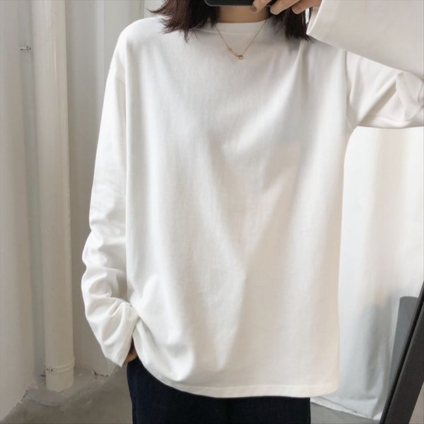 open practical slimming thick t-shirt round neck solid color loose long sleeve inner base shirt t, White
open practical slimming thick t-shirt round neck solid color loose long sleeve inner base shirt t, White