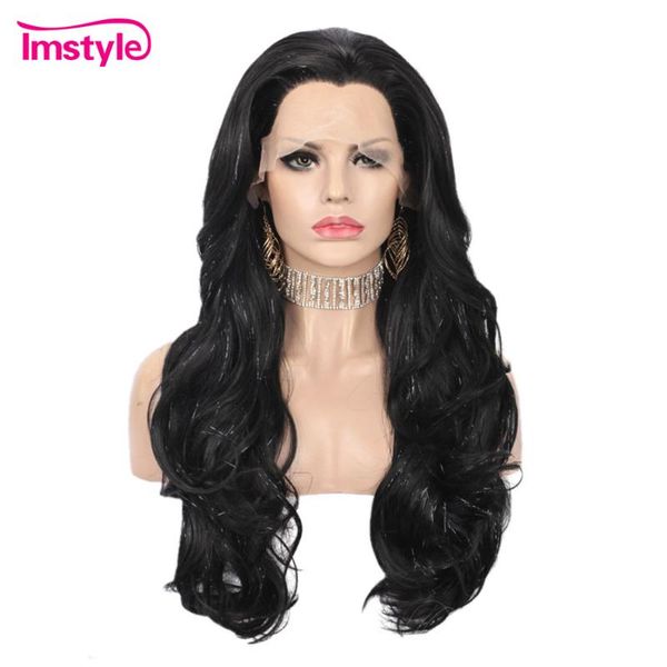 imstyle tinsel wigs black brown synthetic lace front wig long natural wavy wigs for women party glitter wig
imstyle tinsel wigs black brown synthetic lace front wig long natural wavy wigs for women party glitter wig