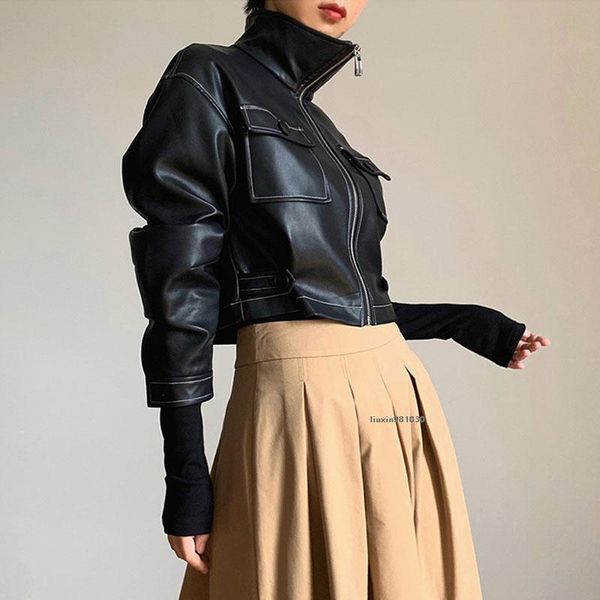 high-quality catwalk style zipper pu leather jacket women elegant spring autumn coat streetwear short leather coat py190, Black
high-quality catwalk style zipper pu leather jacket women elegant spring autumn coat streetwear short leather coat py190, Black