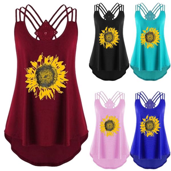 2019 new style women sunflower print sleeveless bandages vest strappy tank feminino slim summer woman clothe, White
2019 new style women sunflower print sleeveless bandages vest strappy tank feminino slim summer woman clothe, White