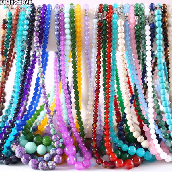 natural stone round bead crystal jad goldsone jaspe onyx howlite malachite azurite garnet necklace 18" 1pcs, Silver
natural stone round bead crystal jad goldsone jaspe onyx howlite malachite azurite garnet necklace 18" 1pcs, Silver