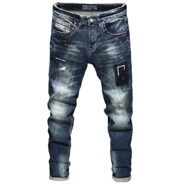 2020 designer new men's jeans slim fit elastic fashion pants trend men's straight leg jeans pants, Blue
2020 designer new men's jeans slim fit elastic fashion pants trend men's straight leg jeans pants, Blue