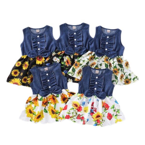 kids baby girl dress floral denim bow sleeveless party dress summer casual sundress clothes 1-4y, Red;yellow
kids baby girl dress floral denim bow sleeveless party dress summer casual sundress clothes 1-4y, Red;yellow