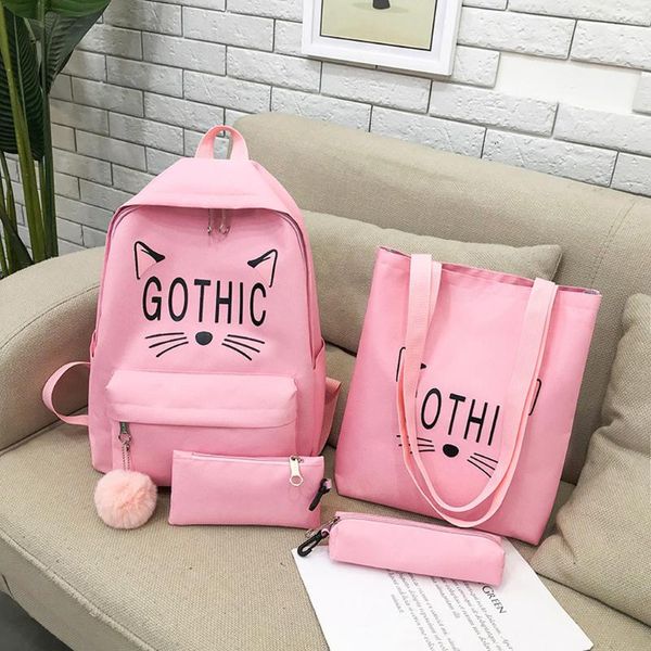 4pcs women cute cartoon cat print canvas shoulder bag zipper casual tote shopping handbag canvas bag suits
4pcs women cute cartoon cat print canvas shoulder bag zipper casual tote shopping handbag canvas bag suits