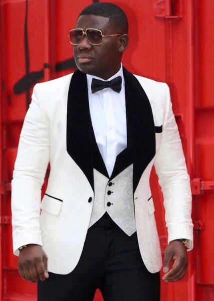white jacquard groom tuxedos black velvet lapel groomsmen wedding dress excellent man jacket blazer 3 piece suit(jacket+pants+vest+tie)16, Black;gray
white jacquard groom tuxedos black velvet lapel groomsmen wedding dress excellent man jacket blazer 3 piece suit(jacket+pants+vest+tie)16, Black;gray