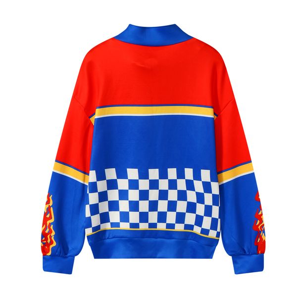 2018 autumn and winter new style hiphop loose-fit hoodie stand collar semi-zipper mixed colors race car plaid women's wy1878, Black
2018 autumn and winter new style hiphop loose-fit hoodie stand collar semi-zipper mixed colors race car plaid women's wy1878, Black