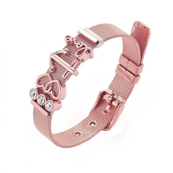 fashion rose gold stainless steel mesh charms bracelet anchor heart love bracelets wristband bangle gift for women girl, Black
fashion rose gold stainless steel mesh charms bracelet anchor heart love bracelets wristband bangle gift for women girl, Black