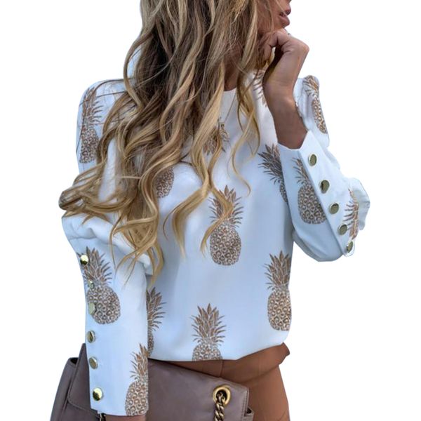elegant puff shoulder blouse shirts office lady autumn metal buttoned detail blouses women pineapple print long sleeve new, White
elegant puff shoulder blouse shirts office lady autumn metal buttoned detail blouses women pineapple print long sleeve new, White