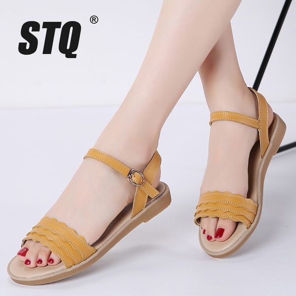 stq 2020 summer women sandals flat heel leather flat sandals ladies original slingback beach shoes 321, Black
stq 2020 summer women sandals flat heel leather flat sandals ladies original slingback beach shoes 321, Black