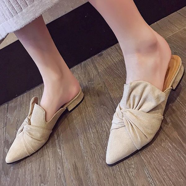 women bow slingbacks slippers elegant pointed toe ladies flats fashion comfortable solid suede woman shoes casual mules, Black
women bow slingbacks slippers elegant pointed toe ladies flats fashion comfortable solid suede woman shoes casual mules, Black