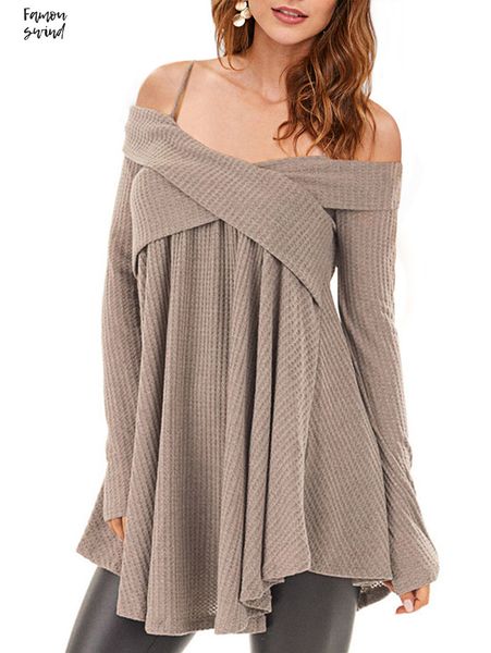 sweater shoulder cold fashion criss cross pullover tunic casual solid spaghetti strap long sleeve pullover jumpers ladies 2xl, White;black
sweater shoulder cold fashion criss cross pullover tunic casual solid spaghetti strap long sleeve pullover jumpers ladies 2xl, White;black