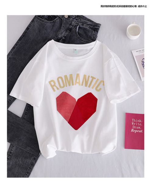 womens short sleeves t shirt for summer with heart fashion printed women casual tshirts cotton blend ladies tees 3 color size s-xl ma01, White
womens short sleeves t shirt for summer with heart fashion printed women casual tshirts cotton blend ladies tees 3 color size s-xl ma01, White