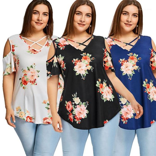 summer fashion tees famale plus size clothes women strapless v neck tshirt short sleeve loose floral, White
summer fashion tees famale plus size clothes women strapless v neck tshirt short sleeve loose floral, White