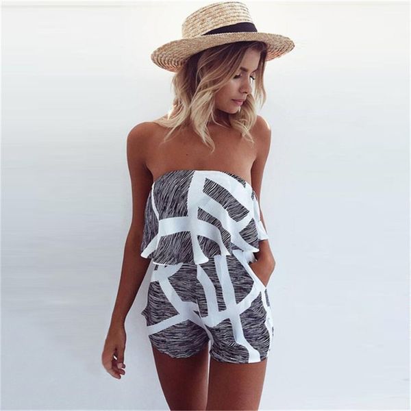 loose casual spaghetti strape ruffles playsuit 2019 summer strapless sleeveless floral print women clothing cool beach playsuits, Black;white
loose casual spaghetti strape ruffles playsuit 2019 summer strapless sleeveless floral print women clothing cool beach playsuits, Black;white