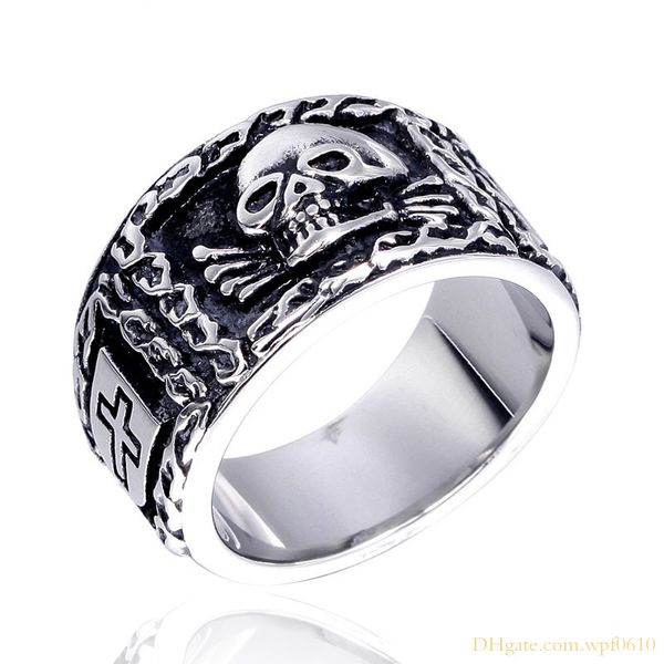 hip hop punk style 316l stainless steel skulls and cross rings anulet jewelry for men, Silver
hip hop punk style 316l stainless steel skulls and cross rings anulet jewelry for men, Silver