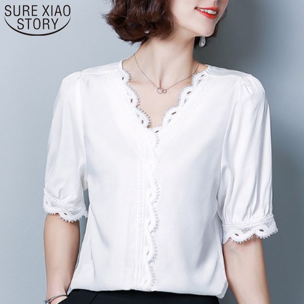 summer fashion office lady v-neck short-sleeved solid color lace chiffon shirt women's shirts 2019 women blouse and 3688 50, White
summer fashion office lady v-neck short-sleeved solid color lace chiffon shirt women's shirts 2019 women blouse and 3688 50, White