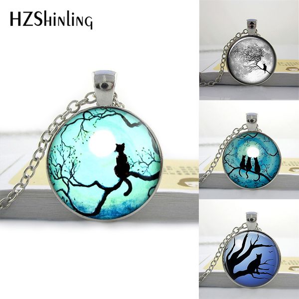 hzshinling pendant glass cabochon blue moon and cat glass necklace galaxy pendant round glass necklace tree pendant hz1, Silver
hzshinling pendant glass cabochon blue moon and cat glass necklace galaxy pendant round glass necklace tree pendant hz1, Silver
