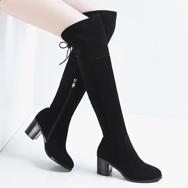 thigh high boots for women 2018 cross-tied lady booties winter nubuck leather new stylish female long zipper plush shoes, Black
thigh high boots for women 2018 cross-tied lady booties winter nubuck leather new stylish female long zipper plush shoes, Black