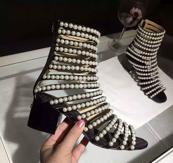 ollymurs 2020 new fashion women's shoes sandals hand-beaded, Black