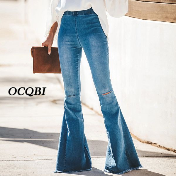 2019 high waist jeans for women casual denim jeans flare fashion ripped distressed, Blue
2019 high waist jeans for women casual denim jeans flare fashion ripped distressed, Blue