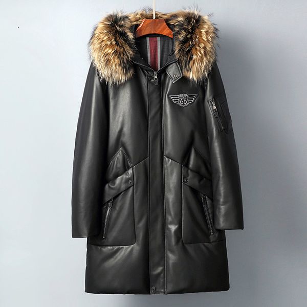leather jacket men sheepskin genuine leather jacket duck down winter coat natural raccoon fur collar hooded casaco 8859 yy776, Black
leather jacket men sheepskin genuine leather jacket duck down winter coat natural raccoon fur collar hooded casaco 8859 yy776, Black