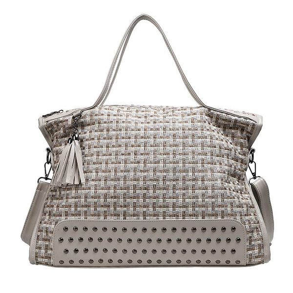 retro high capacity women tote bag fashion rivet tassel messenger bag female shipping quality travel handbag bolsa
retro high capacity women tote bag fashion rivet tassel messenger bag female shipping quality travel handbag bolsa