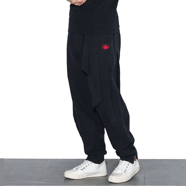 chinese style black cotton linen harem pants men casual slim mens joggers pants embroidery hip hop sweatpants for men
chinese style black cotton linen harem pants men casual slim mens joggers pants embroidery hip hop sweatpants for men