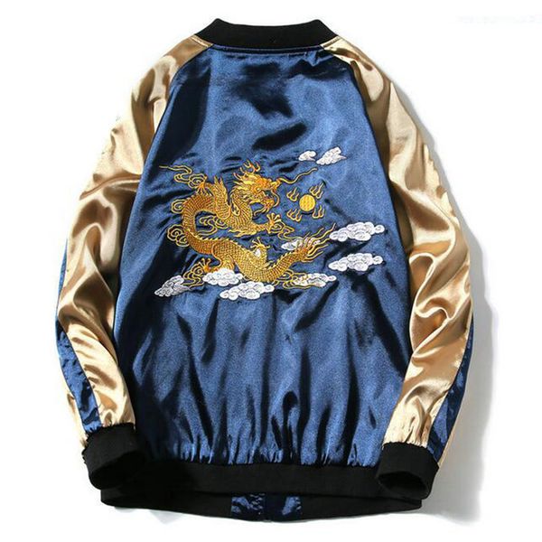 2018 men's new chinese style double-sided jacket chinese dragon embroidery fashion coat high-quality plus size casual jacket, Black;brown
2018 men's new chinese style double-sided jacket chinese dragon embroidery fashion coat high-quality plus size casual jacket, Black;brown