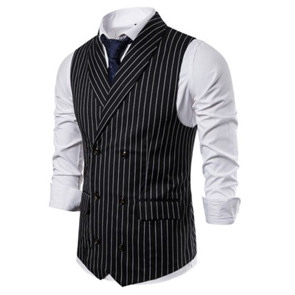 autumn new european size men's casual vest male green fruit collar striped double-breasted vest, Black;white
autumn new european size men's casual vest male green fruit collar striped double-breasted vest, Black;white