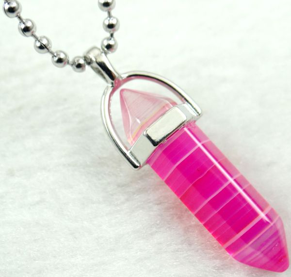 natural stone quartz crystal stripe agates mix stone hexagonal column pendant stainless steel necklace women fashion jewelry, Silver
natural stone quartz crystal stripe agates mix stone hexagonal column pendant stainless steel necklace women fashion jewelry, Silver