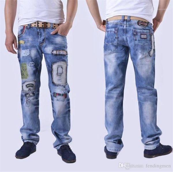 designer jeans fashion casual patchwork washed loose zipper fly mid waist jeans mens clothing hole straight mens, Blue
designer jeans fashion casual patchwork washed loose zipper fly mid waist jeans mens clothing hole straight mens, Blue