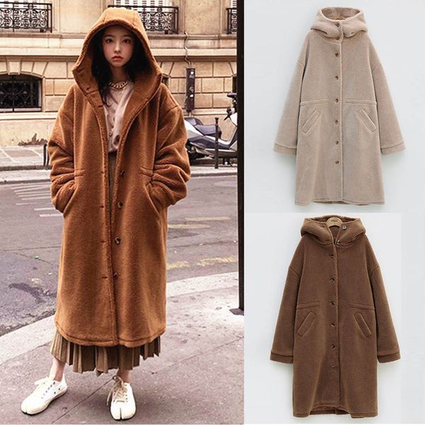 small grain lambskin winter coat women casual hooded pocket button solid warm long coat loose padded windbreaker outwear, Black
small grain lambskin winter coat women casual hooded pocket button solid warm long coat loose padded windbreaker outwear, Black