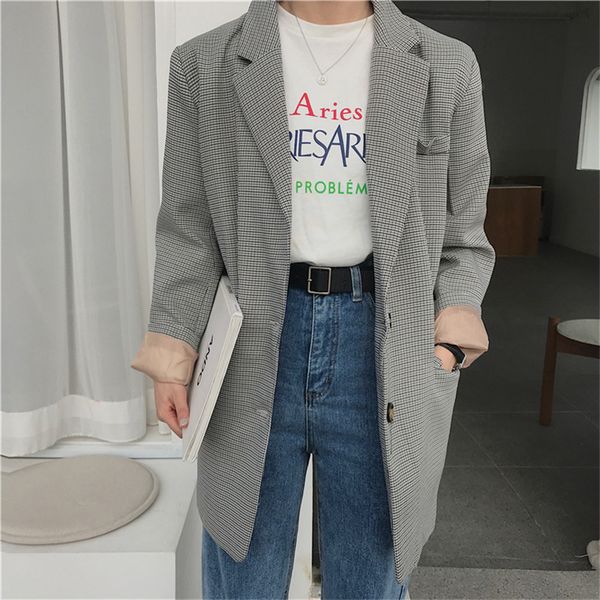 cbafu women single button loose plaid jacket female coat spring autumn workwear outwear plaid coat casual suit jacket d376, White;black
cbafu women single button loose plaid jacket female coat spring autumn workwear outwear plaid coat casual suit jacket d376, White;black