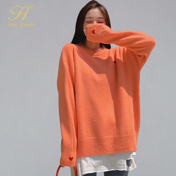 h han queen korean loose casual knitted pullover sweater women autumn winter lady sweaters long sleeve female jumper 2019, White;black
h han queen korean loose casual knitted pullover sweater women autumn winter lady sweaters long sleeve female jumper 2019, White;black